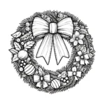 coloriage Couronne de Noël a imprimer