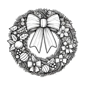 coloriage Couronne de Noël a imprimer