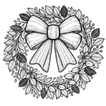 coloriage Couronne de Noël à imprimer kawaii
