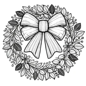 coloriage Couronne de Noël à imprimer kawaii