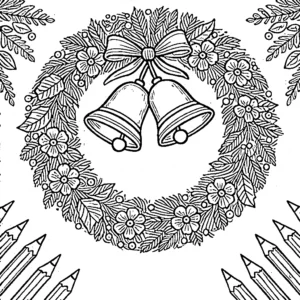 image pour coloriage Couronne de Noël enfant