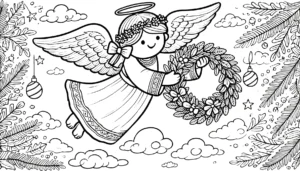 coloriage Couronne de Noël de pour enfants