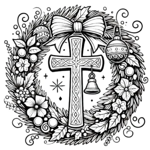 coloriage Couronne de Noël pour enfant de 3 ans