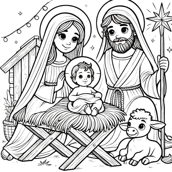 Tranh tô màu Crèche de Noël