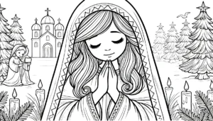 coloriage Crèche de Noël pour enfants à imprimer