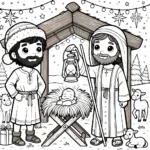 imprimer coloriage Crèche de Noël gratuit