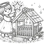 coloriage Crèche de Noël pour enfants a imprimer gratuit