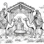 coloriage Crèche de Noël a telecharger