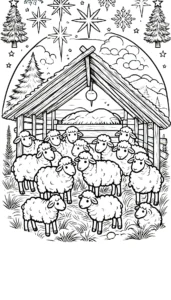 coloriage Crèche de Noël à imprimer