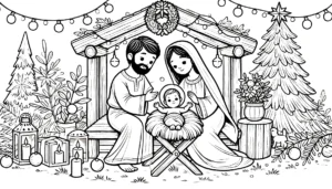 coloriage Crèche de Noël a dessiner et imprimer
