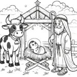 télécharger coloriage Crèche de Noël gratuit