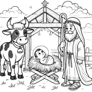 télécharger coloriage Crèche de Noël gratuit