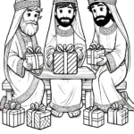 coloriage Crèche de Noël à imprimer pour enfant de 4 ans