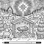 coloriage Crèche de Noël gratuit