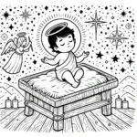 imprimer coloriage Crèche de Noël