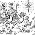 coloriage Crèche de Noël pour enfant de 7 ans
