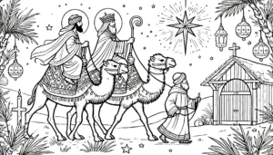 coloriage Crèche de Noël pour enfant de 7 ans