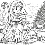 coloriage Crèche de Noël pour enfant gratuit