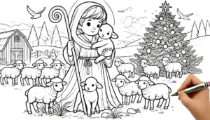coloriage Crèche de Noël pour enfant gratuit