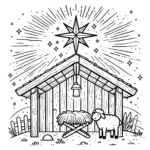 coloriage Crèche de Noël pour enfant à imprimer