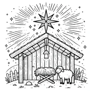 coloriage Crèche de Noël pour enfant à imprimer