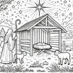 coloriage Crèche de Noël pour enfants