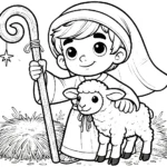 coloriage Crèche de Noël pour enfants à télécharger