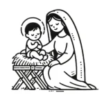 coloriage Crèche de Noël de pour enfants