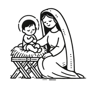 coloriage Crèche de Noël de pour enfants