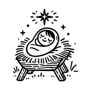 coloriage Crèche de Noël de pour enfants