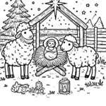 coloriage Crèche de Noël pour enfant a imprimer gratuit
