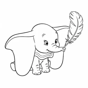 coloriage Dumbo Bébé et sa plume magique à imprimer pour enfant de 6 ans
