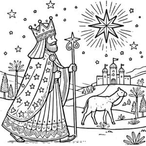 coloriage Épiphanie à imprimer pour enfant de 7 ans