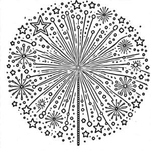 coloriage Feu D’artifice à imprimer kawaii