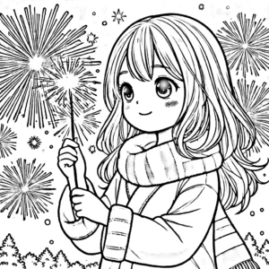 coloriage Feu D’artifice pour enfants
