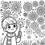 coloriage Feu D’artifice et decoupage