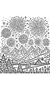coloriage Feu D’artifice à imprimer pour enfant de 3 ans
