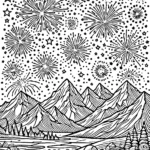 coloriage Feu D’artifice et decoupage