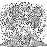 coloriage Feu D’artifice à imprimer kawaii