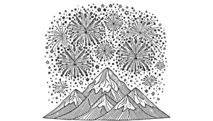coloriage Feu D’artifice à imprimer kawaii