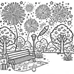 coloriage Feu D’artifice à imprimer a4