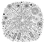 coloriage Feu D’artifice pour enfant de 10 ans