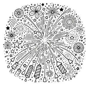 coloriage Feu D’artifice pour enfant de 10 ans