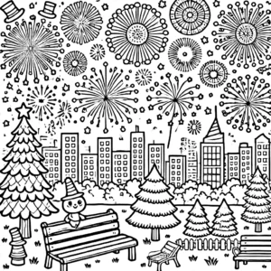 coloriage Feu D’artifice pour enfant de à imprimer