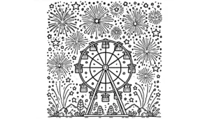 coloriage Feu D’artifice en ligne pour enfant