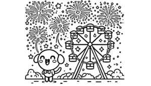 coloriage Feu D’artifice à imprimer a4