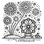 coloriage Feu D’artifice à imprimer pour enfants
