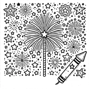 coloriage Feu D’artifice pour enfant de à imprimer