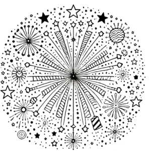 coloriage Feu D’artifice gratuit pour enfants