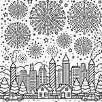 coloriage Feu D’artifice à imprimer pour enfant de 4 ans